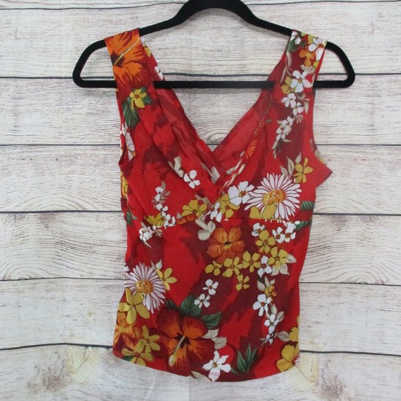 Nine West Red Floral Swimsuit Cover-Up Tank Top - Picture 5 of 7
